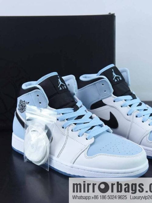 Nike Air Jordan 1 Mid GS \"White/Black/Ice Blue\" AJ1 Jordan \"White and Black Ice Blue\" Item number: DV1308-104