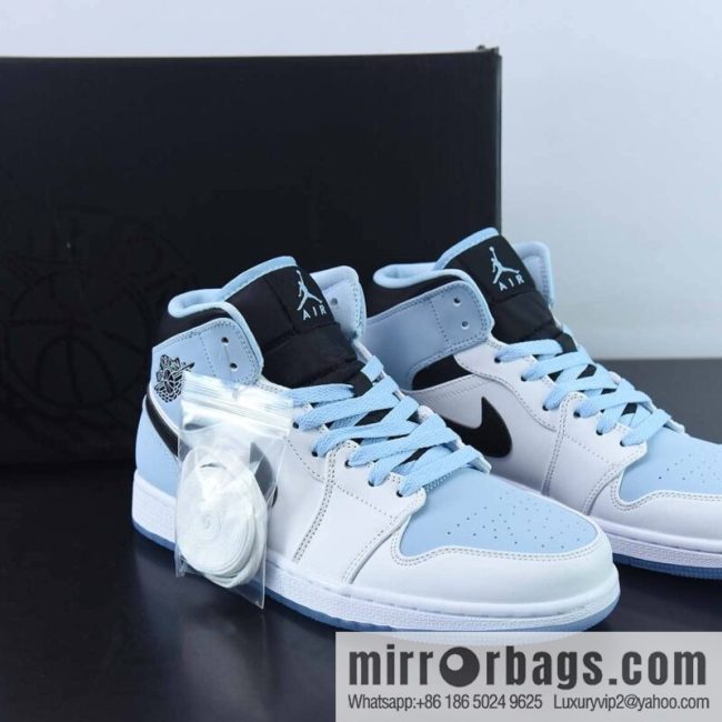 Nike Air Jordan 1 Mid GS \"White/Black/Ice Blue\" AJ1 Jordan \"White and Black Ice Blue\" Item number: DV1308-104