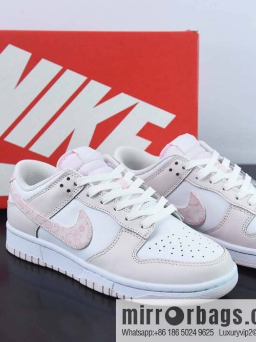 NK Dunk Low \"Pink Paisley\" Cherry Blossom Powder, Cashew Blossom, Low Top Casual Shoes FD1449-100