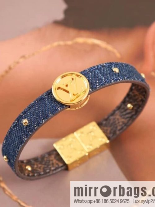 Louis Vuitton Double-sided denim monogram leather rope bracelet