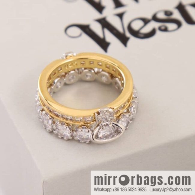 New ☑️ Vivienne Westwood Queen Mother Saturn double full diamond ring - Image 2