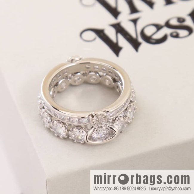 New ☑️ Vivienne Westwood Queen Mother Saturn double full diamond ring - Image 3