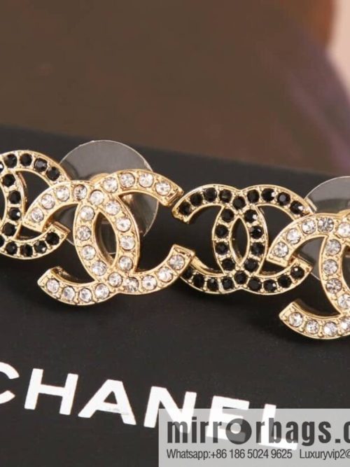 New ☑️ CHANEL Chanel c1 double c black diamond stud earrings