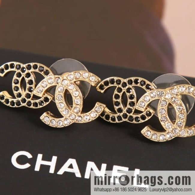 New ☑️ CHANEL Chanel c1 double c black diamond stud earrings