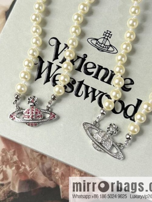 New ☑️ Vivienne Westwood Queen Mother Full Diamond Saturn Pearl Necklace