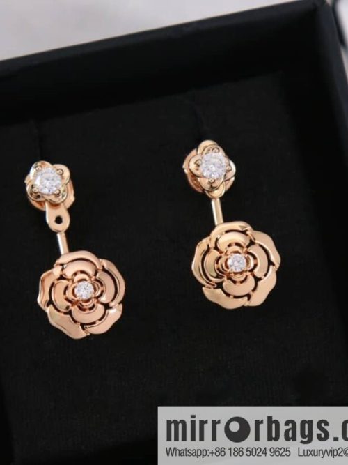 Chanel rose gold camellia stud earrings