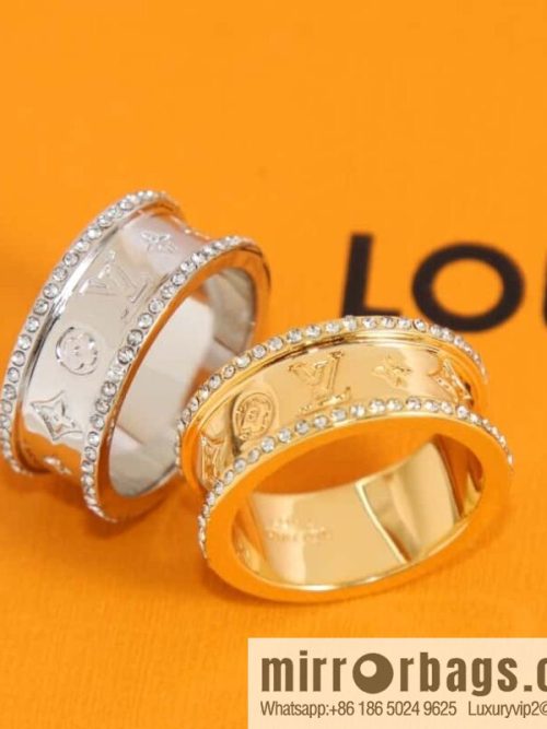 Louis Vuitton Louis Vuitton double row diamond LV letter ring
