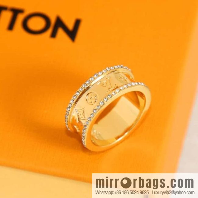 Louis Vuitton Louis Vuitton double row diamond LV letter ring - Image 2