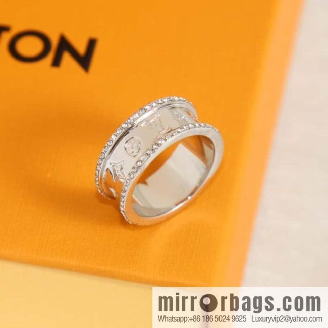 Louis Vuitton Louis Vuitton double row diamond LV letter ring - Image 3
