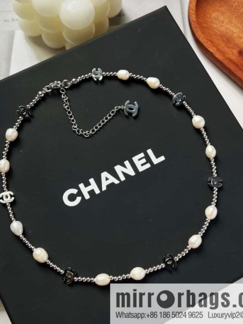 New ☑️ CHANEL Chanel silver double c pearl necklace