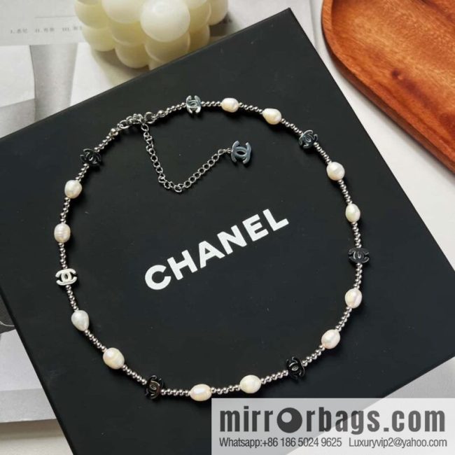 New ☑️ CHANEL Chanel silver double c pearl necklace