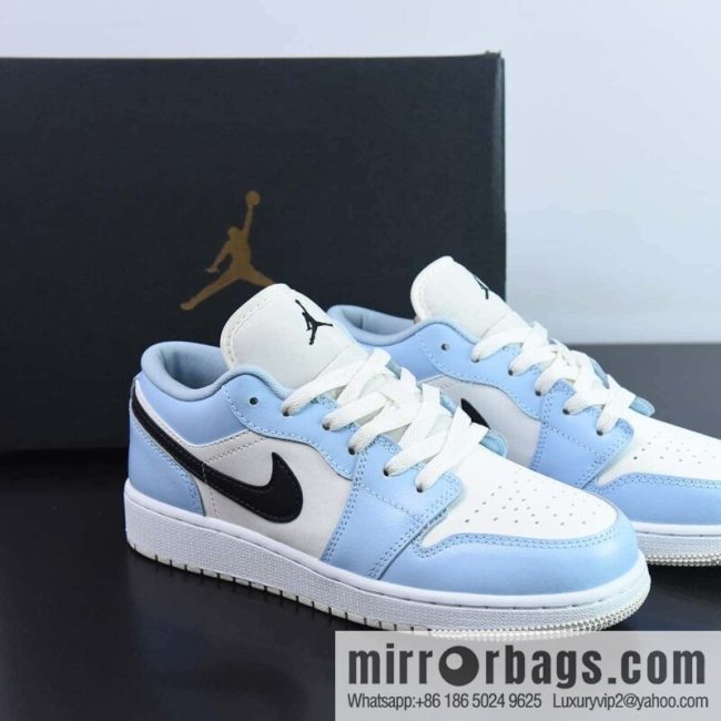 Air Jordan 1 Low GS Ice Blue AJ1 White Black Blue, item number 554723-401