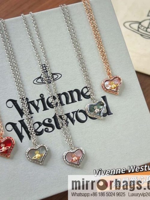 New ☑️ Vivienne Westwood Queen Mother love peach heart necklace