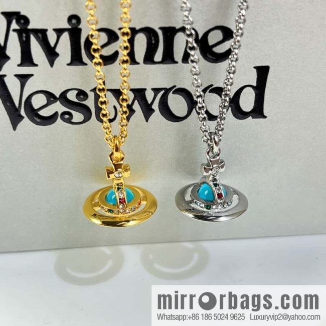 New ☑️ Vivienne Westwood Queen Mother Saturn Sapphire necklace