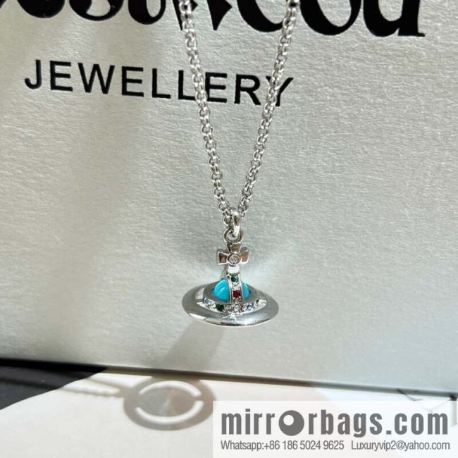 New ☑️ Vivienne Westwood Queen Mother Saturn Sapphire necklace - Image 3