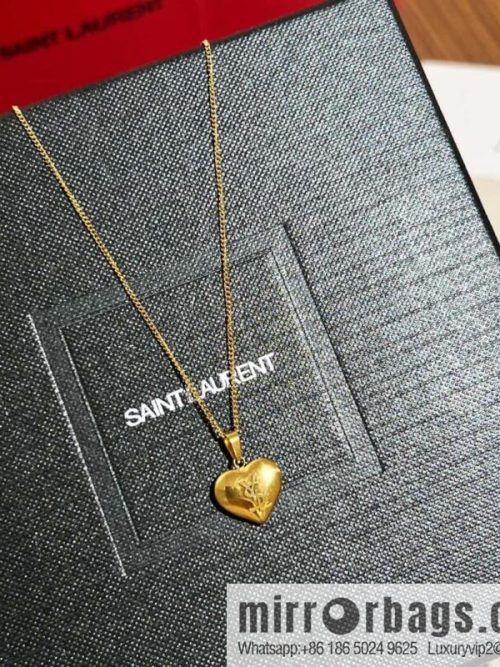 Saint Laurent YSL gold peach heart love necklace