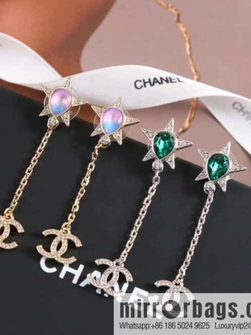 New ☑️ Chanel c2 pentagram full diamond double c stud earrings