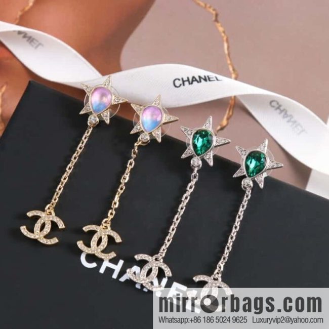 New ☑️ Chanel c2 pentagram full diamond double c stud earrings