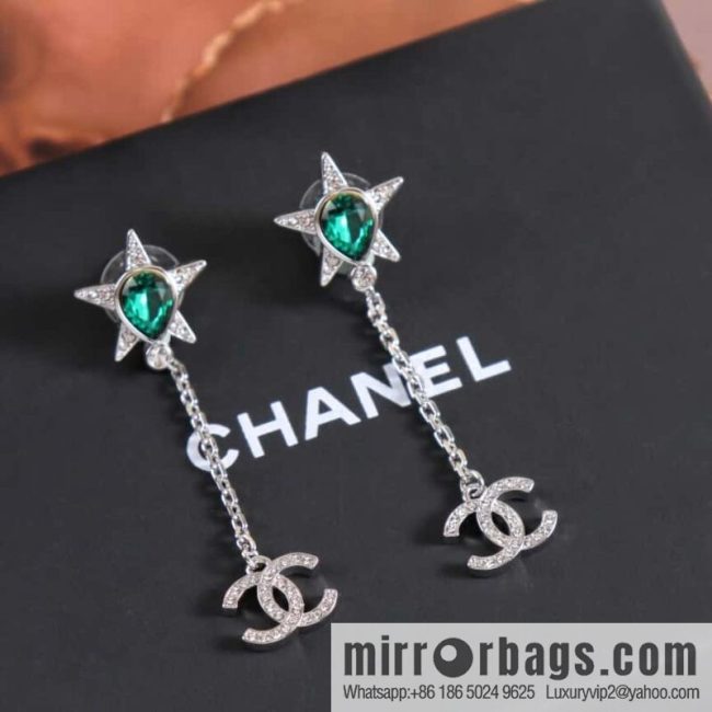 New ☑️ Chanel c2 pentagram full diamond double c stud earrings - Image 2