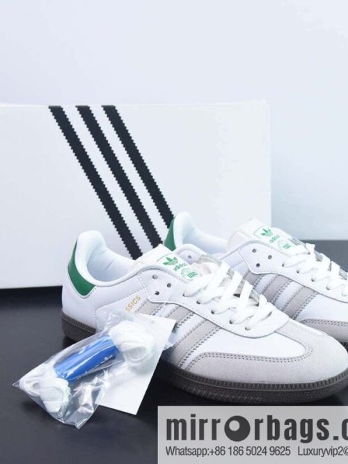 KITH x AD Originals Samba OG \"Classics Program\" Samba Joint White Light Grey Dark Green Hot Stamping \"Item Number: FX5398