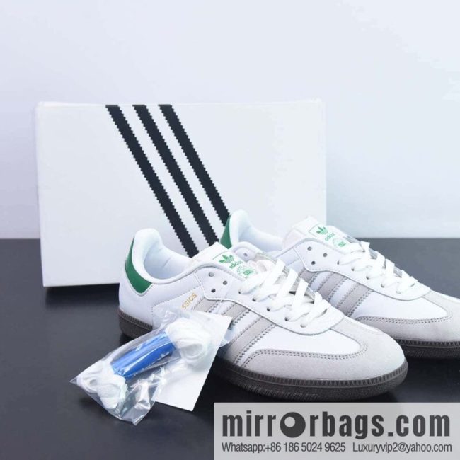 KITH x AD Originals Samba OG \"Classics Program\" Samba Joint White Light Grey Dark Green Hot Stamping \"Item Number: FX5398