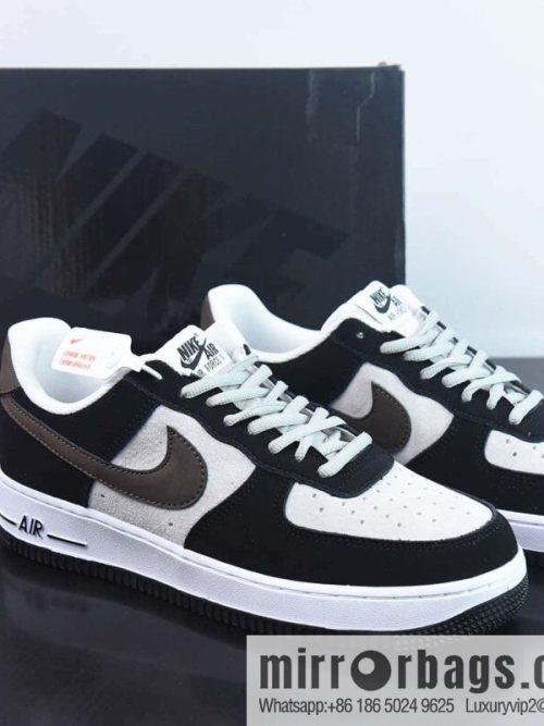 Nk Air Force 1 \'07 Low Gray Black Brown Suede, Air Force One Low Top Sports and Leisure Board Shoes, Item Number: HH3612-633