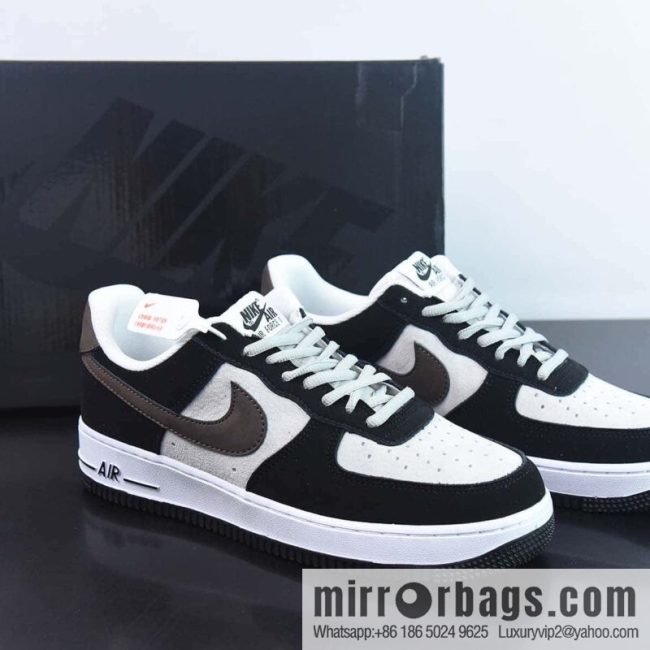 Nk Air Force 1 \'07 Low Gray Black Brown Suede, Air Force One Low Top Sports and Leisure Board Shoes, Item Number: HH3612-633