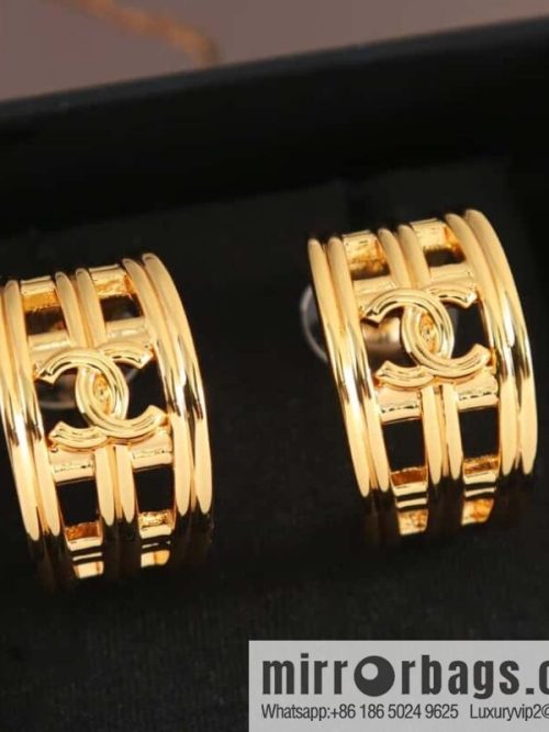 New ☑️ Chanel medieval series gold semi-round double c cut-out earrings