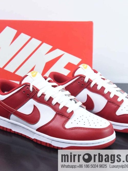 Nike SB Dunk Low \"Gym Red\" Dunk Series Low Help Leisure Sports Skateboard Shoes \"White Red Gold Character\" Item Number: DD1391-602
