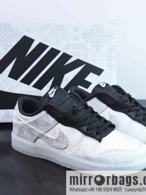 NK Dunk Low Hiroshi Fujiwara three-way joint white silk low-top sneakers item number: FN0315-110