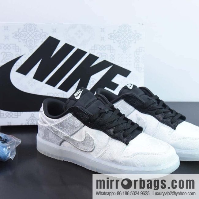 NK Dunk Low Hiroshi Fujiwara three-way joint white silk low-top sneakers item number: FN0315-110