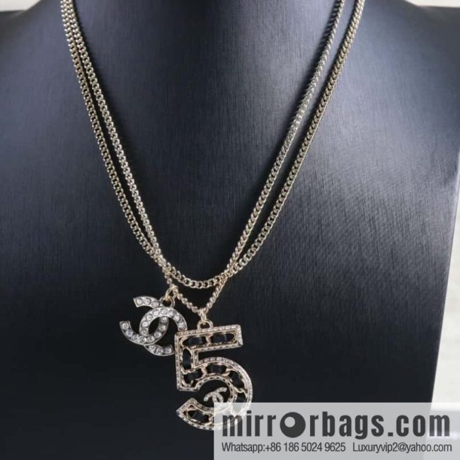 New ☑️ CHANEL Chanel double c5 character black leather rope long necklace