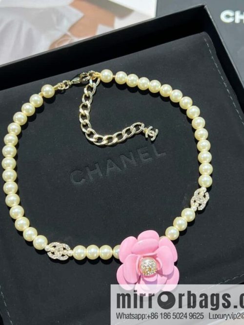 New ☑️ CHANEL Chanel Double C Pink Camellia Pearl Necklace