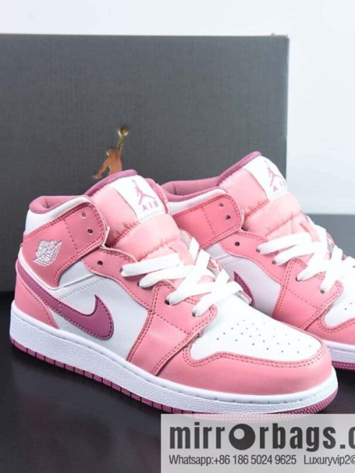 Air Jordan 1 Mid GS AJ1 women\'s, pink and white, medium help casual basketball shoes, item number: DQ8423-616