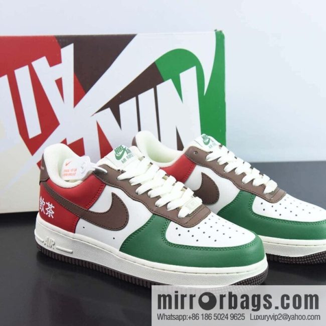 Air Force 1 07 LV8 Low \"Green/White/Red\" Air Force One \"leather (fabric) green red white brown tea\" Item number: YH8569-123