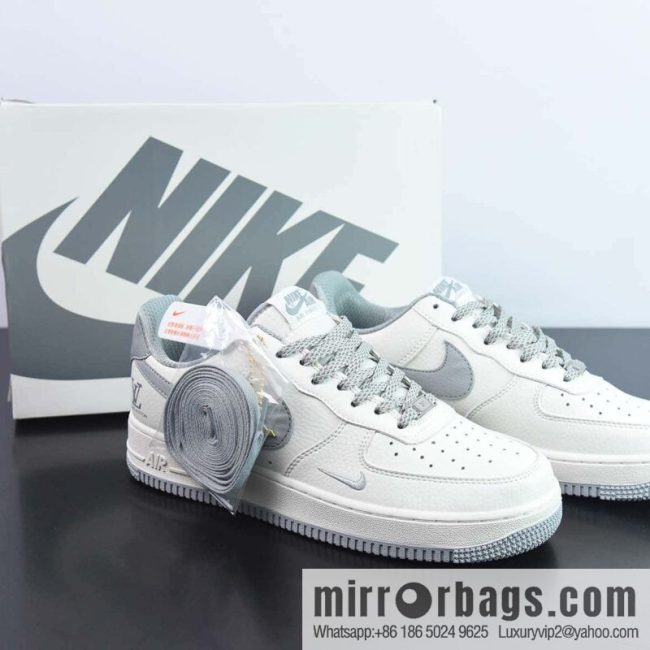 NK Air Force 1 07 LV8 \"Beige/Grey LV\" Air Force One Classic \"leather (fabric) beige wolf gray LV printed\" NK6369-568