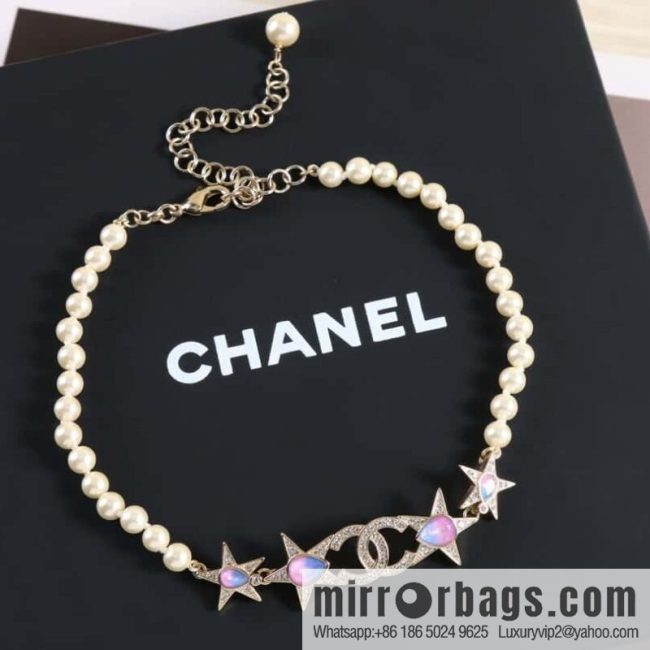 New ☑️ CHANEL Chanel Double C Pentagram ⭐ Star Pearl Necklace
