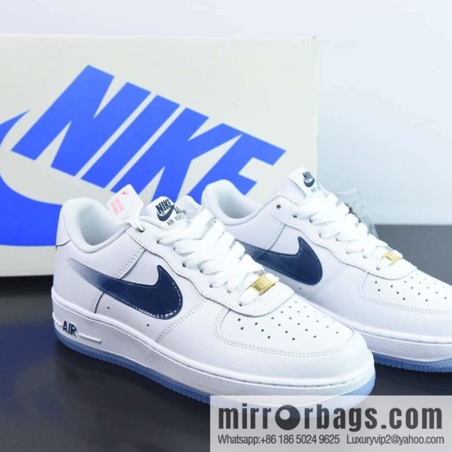 Nike By You Air Force 1 \'07 Low Retro SP Air Force One \"leather (fabric) white dark blue gradual change hook\" low top sneakers CO3363-366