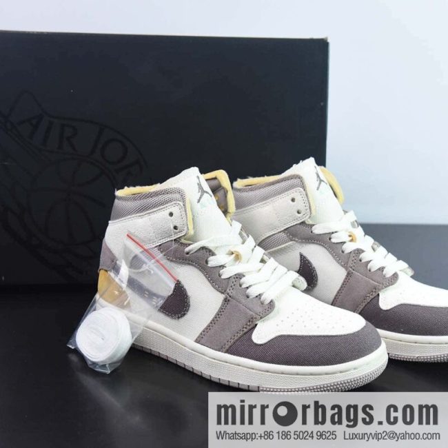 NK Air Jordan 1 Mid \"Craft Sail\" AJ1 Joe 1 Brown-gray, Zhongbang basketball shoes, item number: DM9652-102