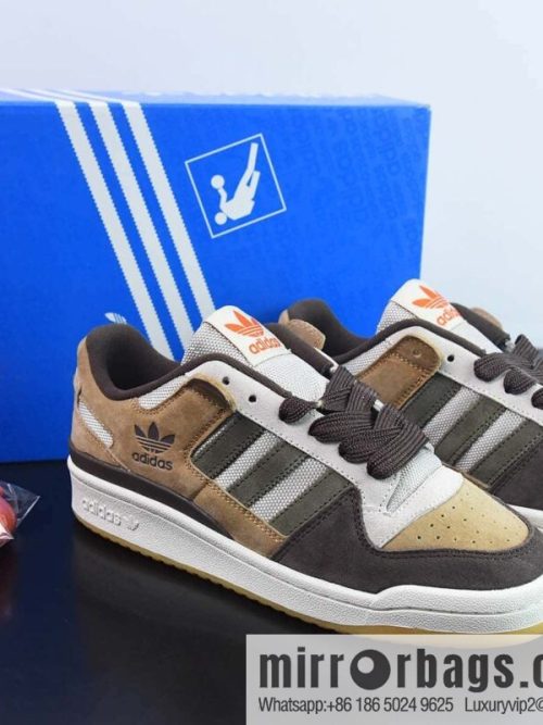 Adidas Clover Originals Forum 84 Low Roman Series velcro Low Top \"Dark Brown Wheat Yellow Light Grey\" GW4334