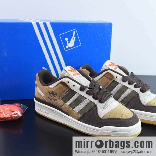 Adidas Clover Originals Forum 84 Low Roman Series velcro Low Top \"Dark Brown Wheat Yellow Light Grey\" GW4334