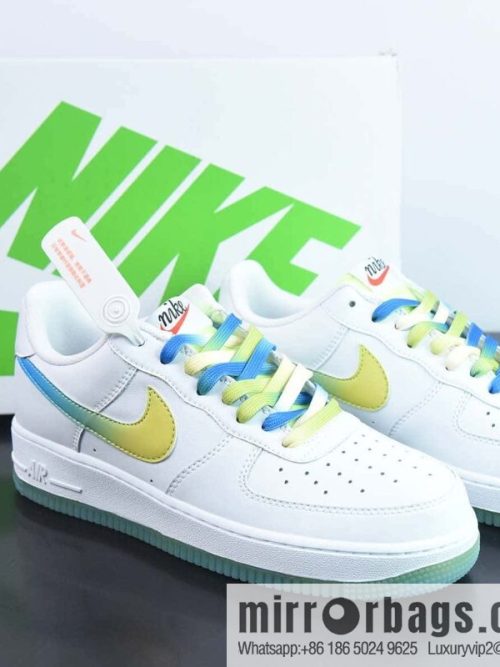 Nike Air Force 1 Low \'07 White Blue Yellow Gradually change Ice Lemon color scheme Low Help Air Force One, item number: TO1232-111