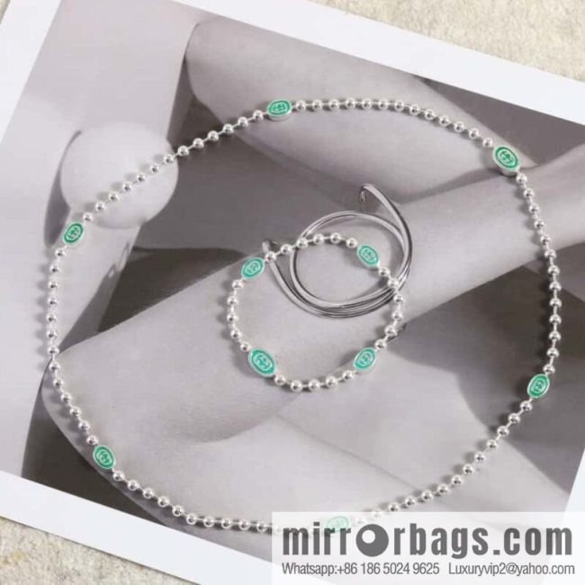 Gucci green double G necklace bracelet