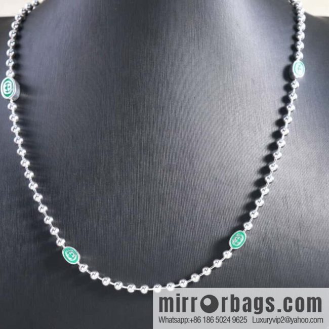 Gucci green double G necklace bracelet - Image 2