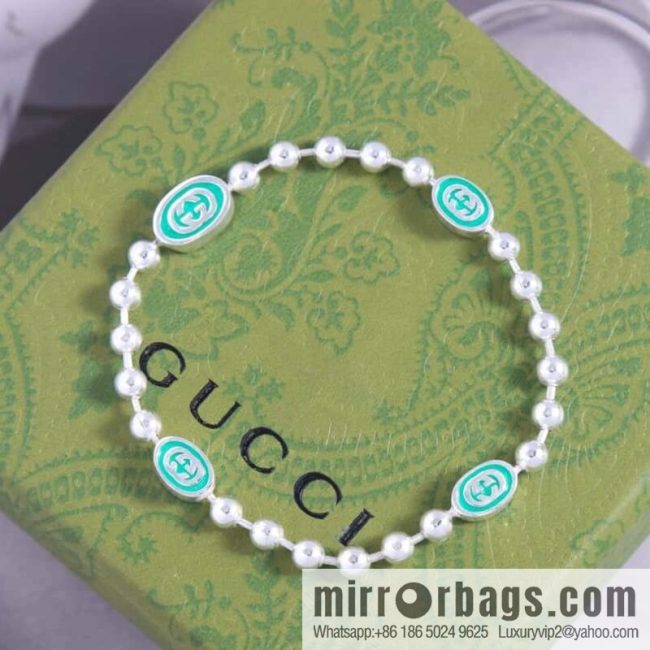 Gucci green double G necklace bracelet - Image 3