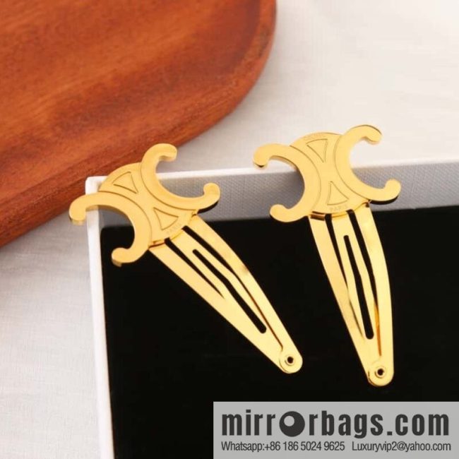 Celine gold silver Arc de Triomphe hairpin hairpin - Image 3