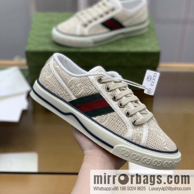 Gucci Gucci uses GG embroidery cotton crocheted fabric [G home 1977 Unisex canvas shoes]