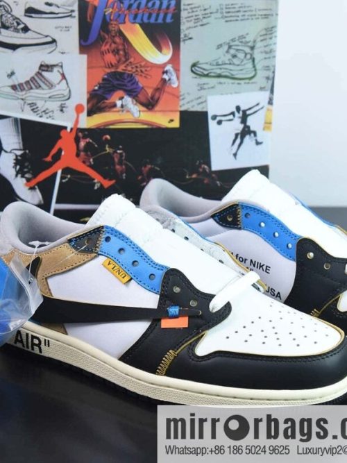 Union LA x Off-White x Nike Air Jordan 1 Low OG \"GOAT LOWS\" AJ1 \"OW Black & White Blue Barb\" CZ0790-108