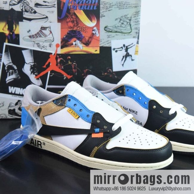 Union LA x Off-White x Nike Air Jordan 1 Low OG \"GOAT LOWS\" AJ1 \"OW Black & White Blue Barb\" CZ0790-108