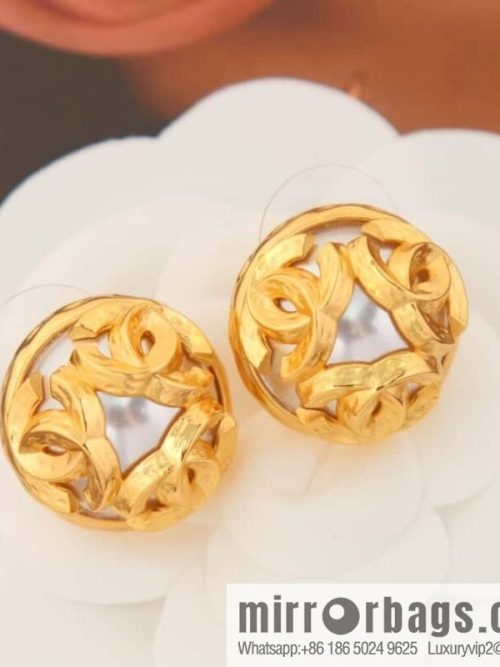 New ☑️ Chanel medieval series gold double c round earrings